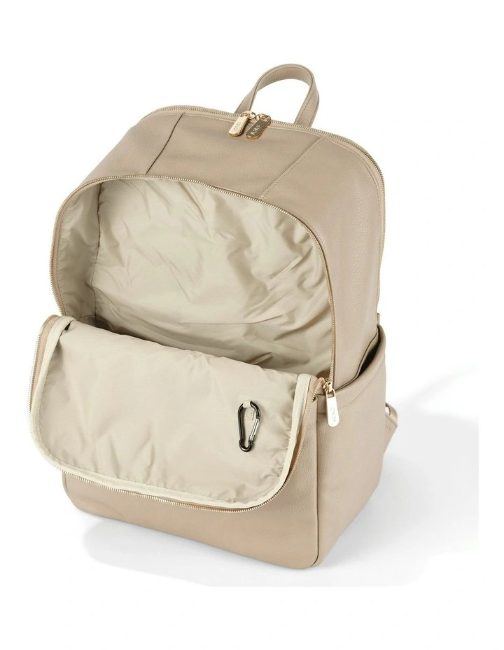 Multitasker Nappy Backpack in Oat Vegan Leather image 6