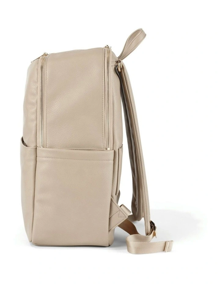 Multitasker Nappy Backpack in Oat Vegan Leather image 7