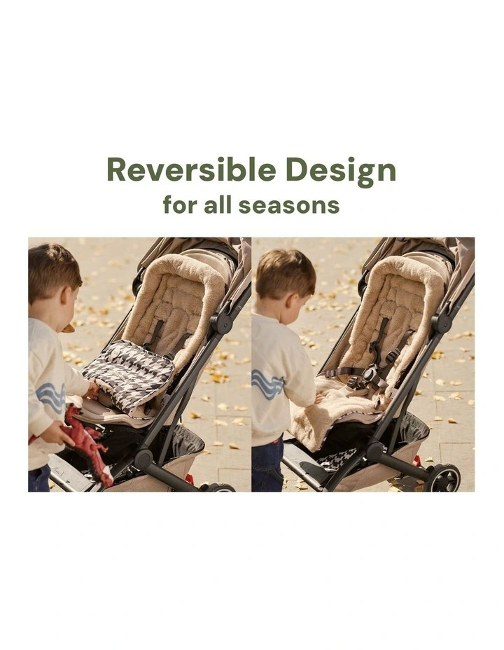 Reversible Houndstooth Faux Fur Pram Liner in Multi image 5