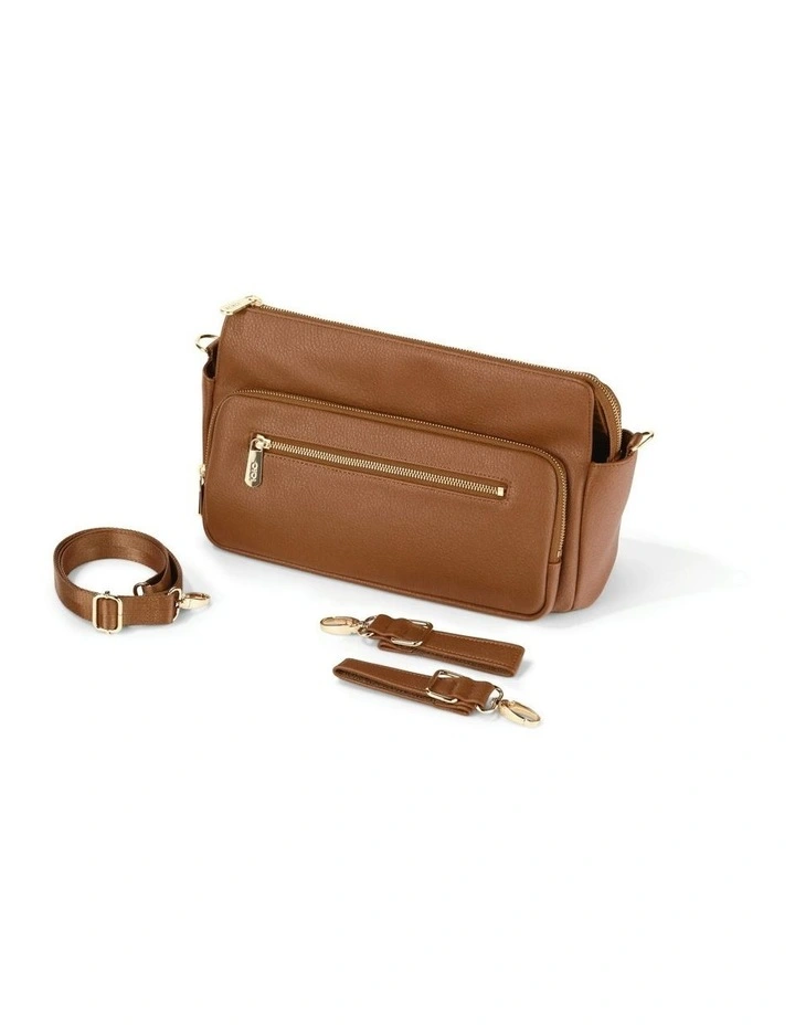 Multitasker Pram Caddy 2.0 in Chestnut Brown Vegan Leather image 1