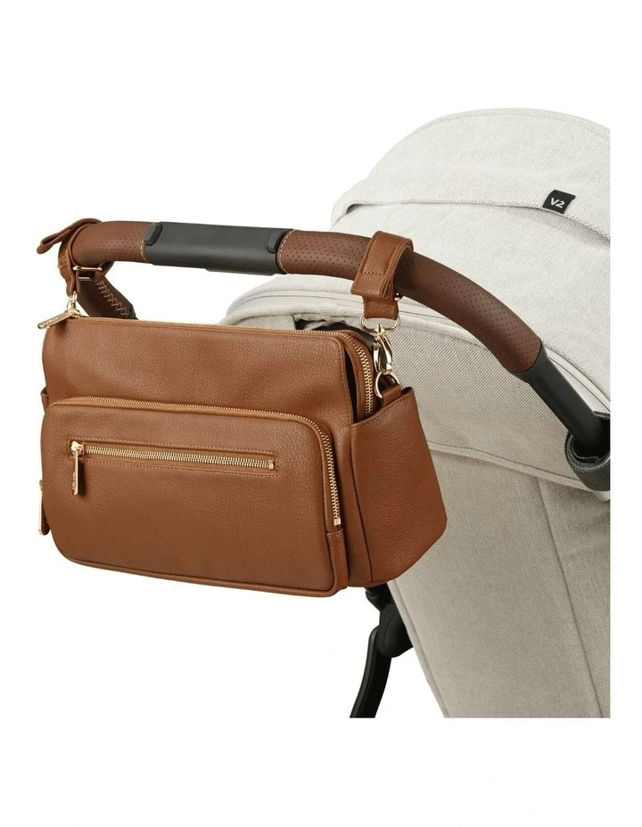 Multitasker Pram Caddy 2.0 in Chestnut Brown Vegan Leather image 2