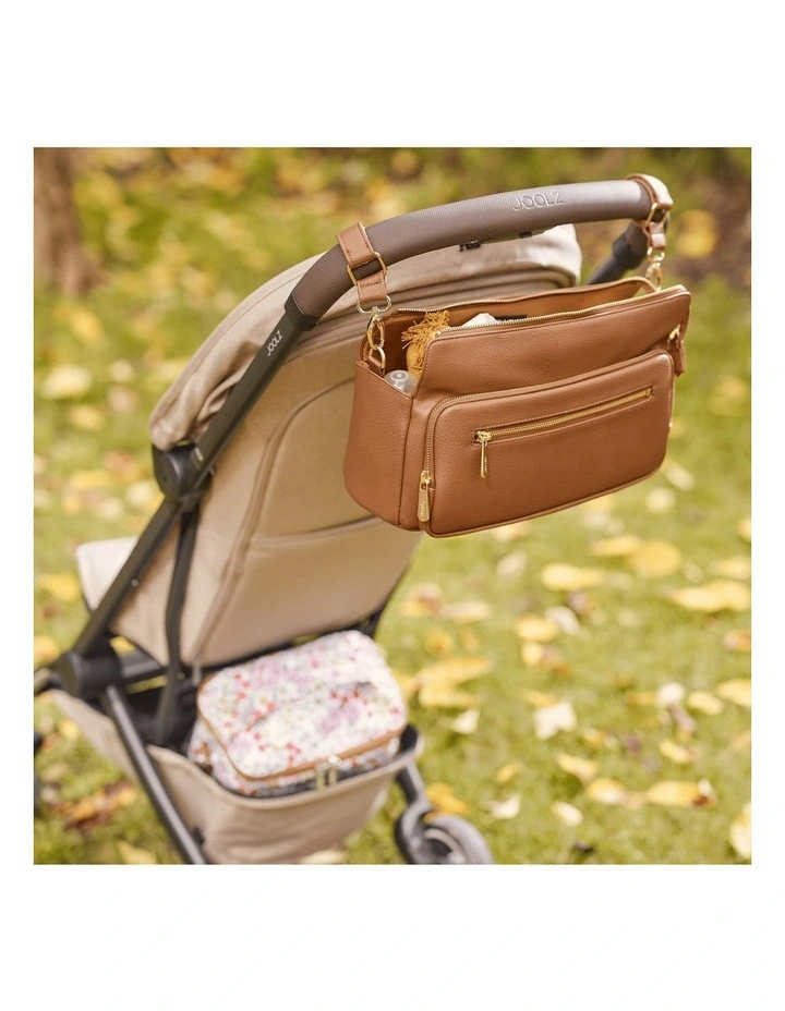 Multitasker Pram Caddy 2.0 in Chestnut Brown Vegan Leather image 3