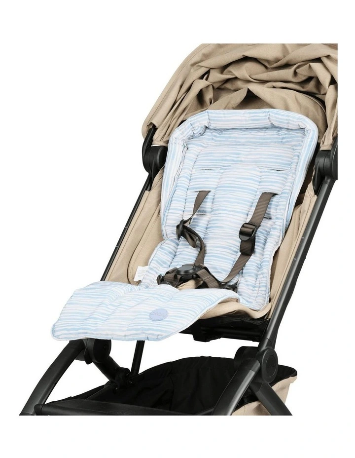 Reversible Pram Liner in Seashells/Blue Stripe image 2