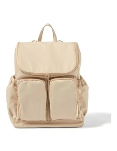 Signature Nappy Backpack in Beige Nylon