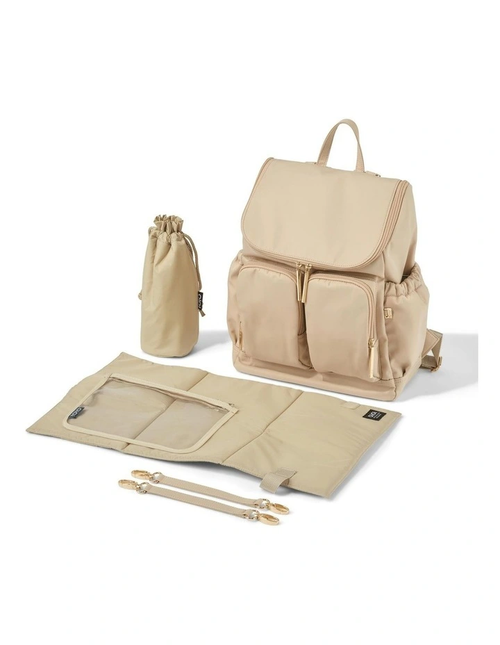 Signature Nappy Backpack in Beige Nylon image 2