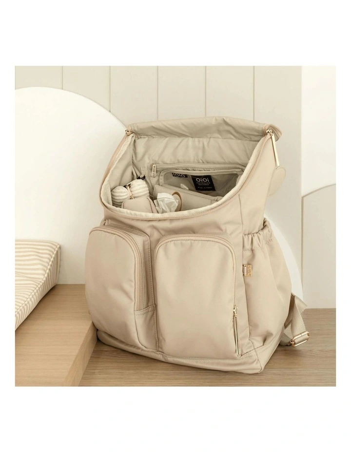 Signature Nappy Backpack in Beige Nylon image 3