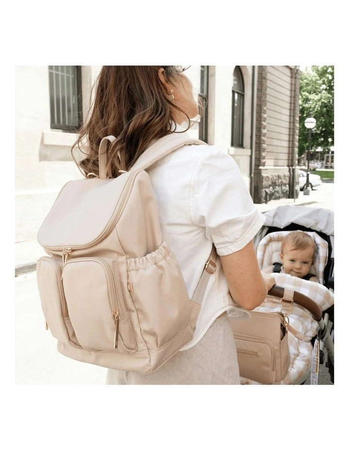 Signature Nappy Backpack in Beige Nylon image 4