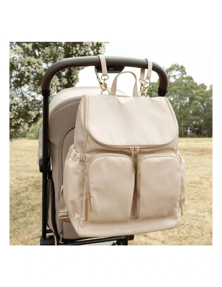 Signature Nappy Backpack in Beige Nylon image 5