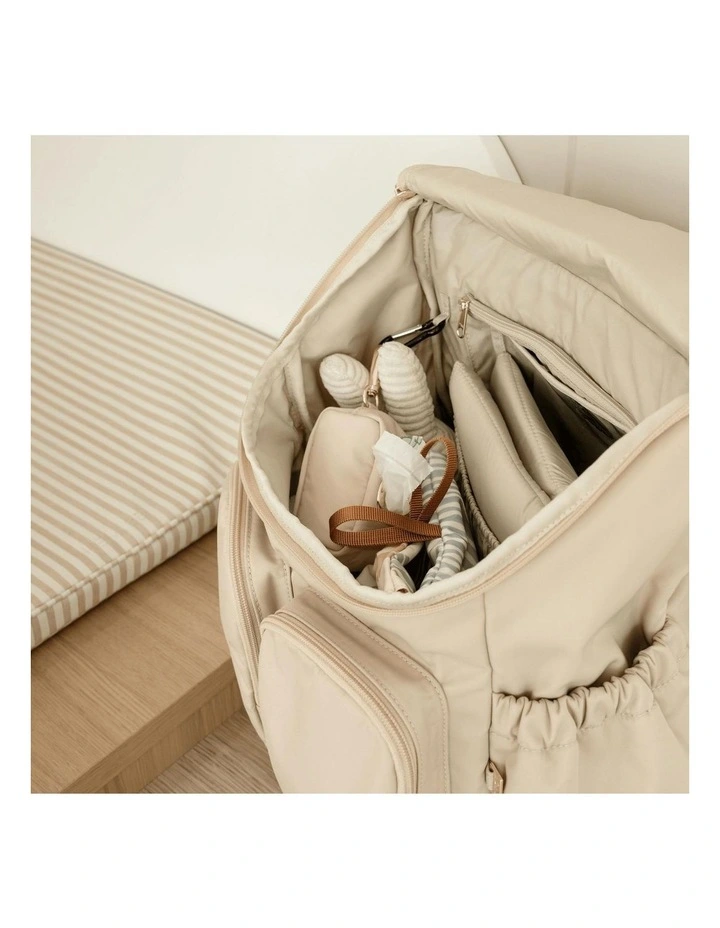 Signature Nappy Backpack in Beige Nylon image 7