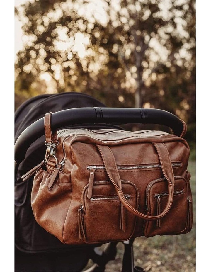 tan leather nappy bag