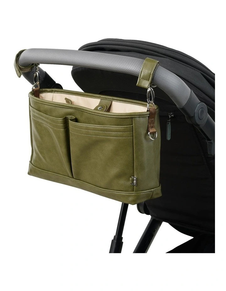 Signature Vegan Leather Pram Caddy in Olive image 4