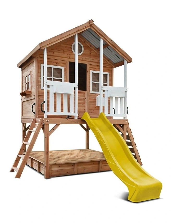 Winchester Cubby House With 1.2m Elevation Platform And 2.2m Slide in Brown image 1