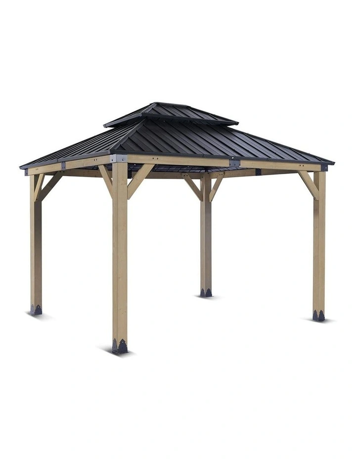 Yardtopia Maryborough 3m x 3m Timber & Steel Double Hip Roof Gazebo in Black image 1