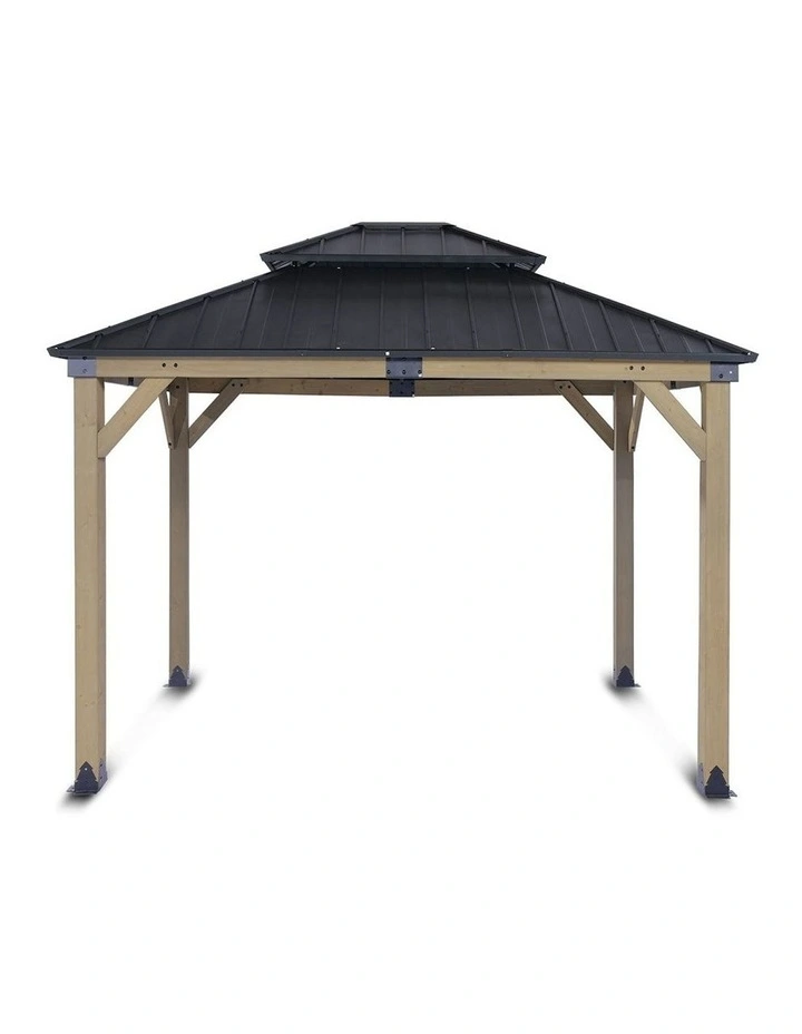 Yardtopia Maryborough 3m x 3m Timber & Steel Double Hip Roof Gazebo in Black image 2