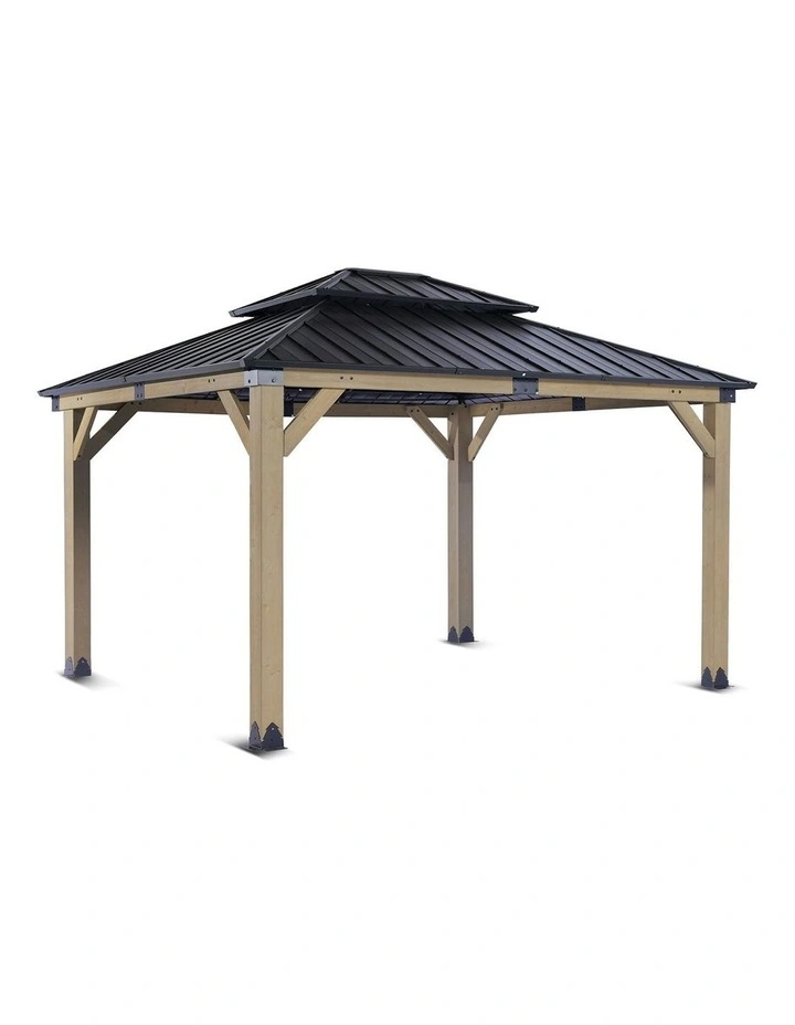 Yardtopia Maryborough 3.6m x 3m Timber & Steel Double Hip Roof Gazebo in Black image 1