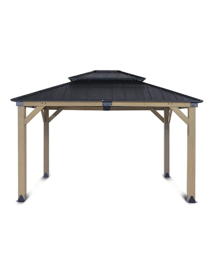 Yardtopia Maryborough 3.6m x 3m Timber & Steel Double Hip Roof Gazebo in Black image 2