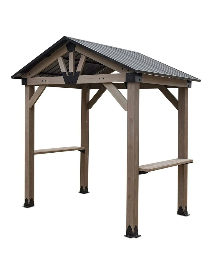 Yardtopia Oslo 2.4m x 1.8m BBQ/Grill Timber & Steel Gable Roof Gazebo in Black image 1