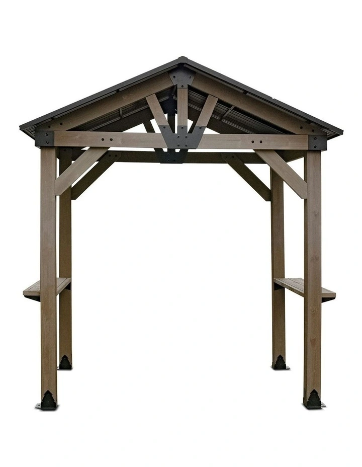 Yardtopia Oslo 2.4m x 1.8m BBQ/Grill Timber & Steel Gable Roof Gazebo in Black image 2