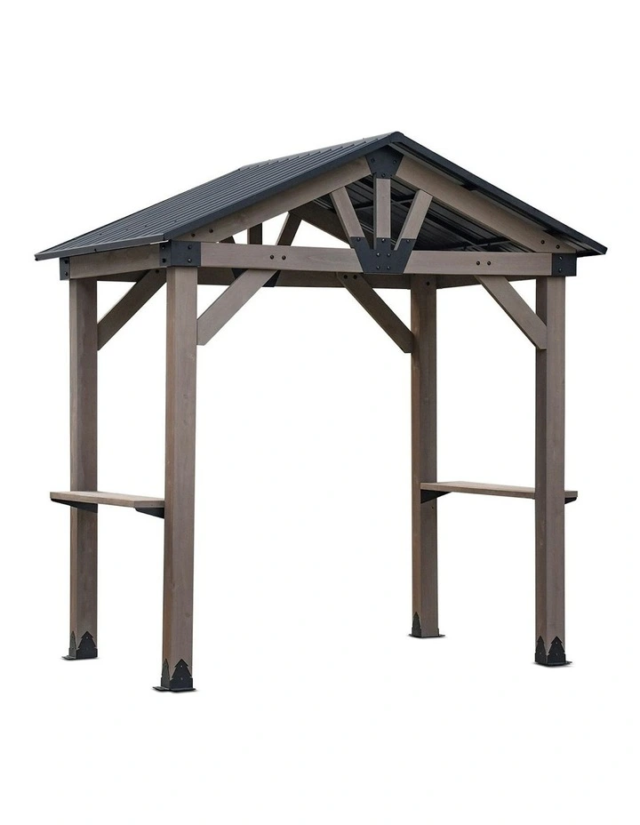 Yardtopia Oslo 2.4m x 1.8m BBQ/Grill Timber & Steel Gable Roof Gazebo in Black image 3