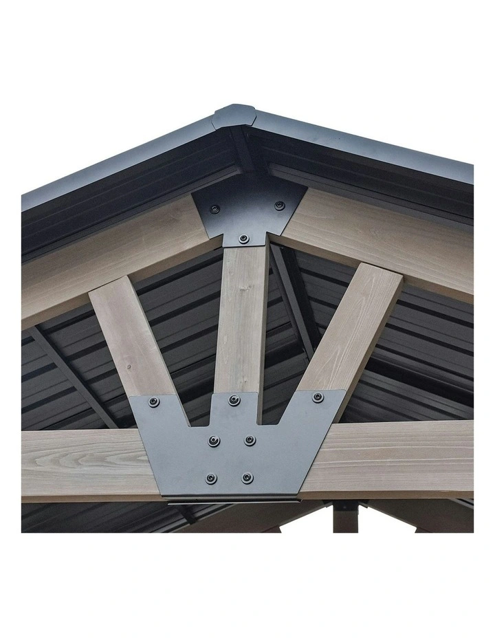 Yardtopia Oslo 2.4m x 1.8m BBQ/Grill Timber & Steel Gable Roof Gazebo in Black image 4