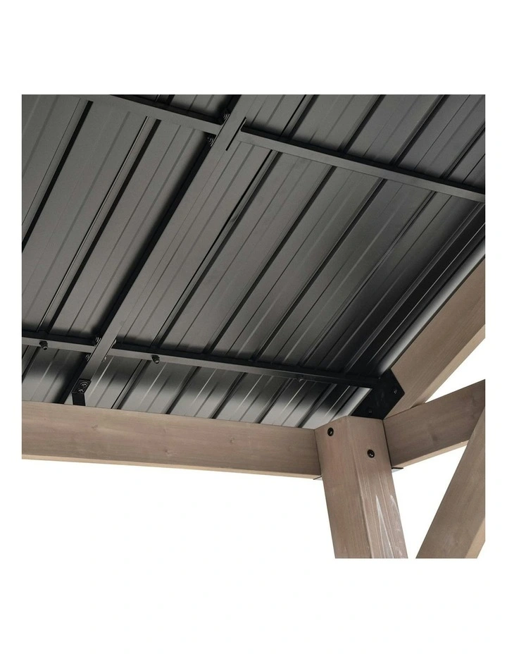 Yardtopia Oslo 2.4m x 1.8m BBQ/Grill Timber & Steel Gable Roof Gazebo in Black image 5