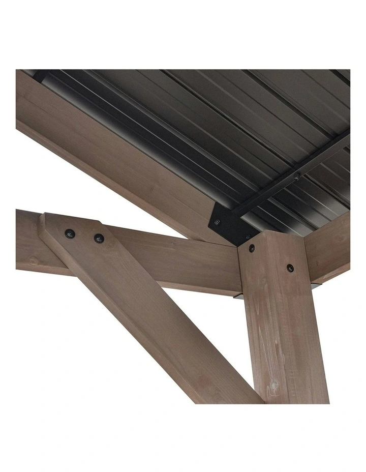 Yardtopia Oslo 2.4m x 1.8m BBQ/Grill Timber & Steel Gable Roof Gazebo in Black image 6