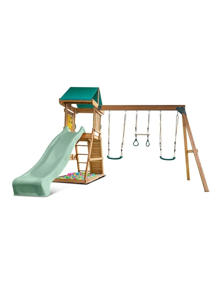 Birmingham Swing Set & Play Centre With 2.2m Slide in Pastel Green image 1
