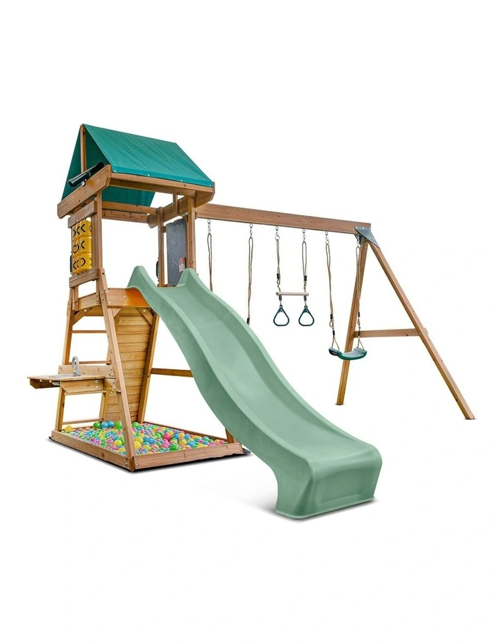 Birmingham Swing Set & Play Centre With 2.2m Slide in Pastel Green image 2