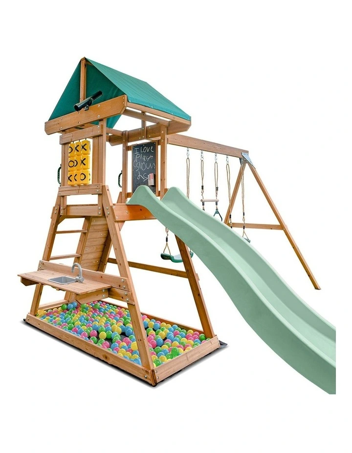 Birmingham Swing Set & Play Centre With 2.2m Slide in Pastel Green image 3