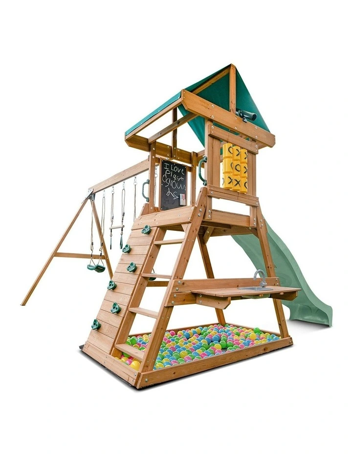 Birmingham Swing Set & Play Centre With 2.2m Slide in Pastel Green image 4
