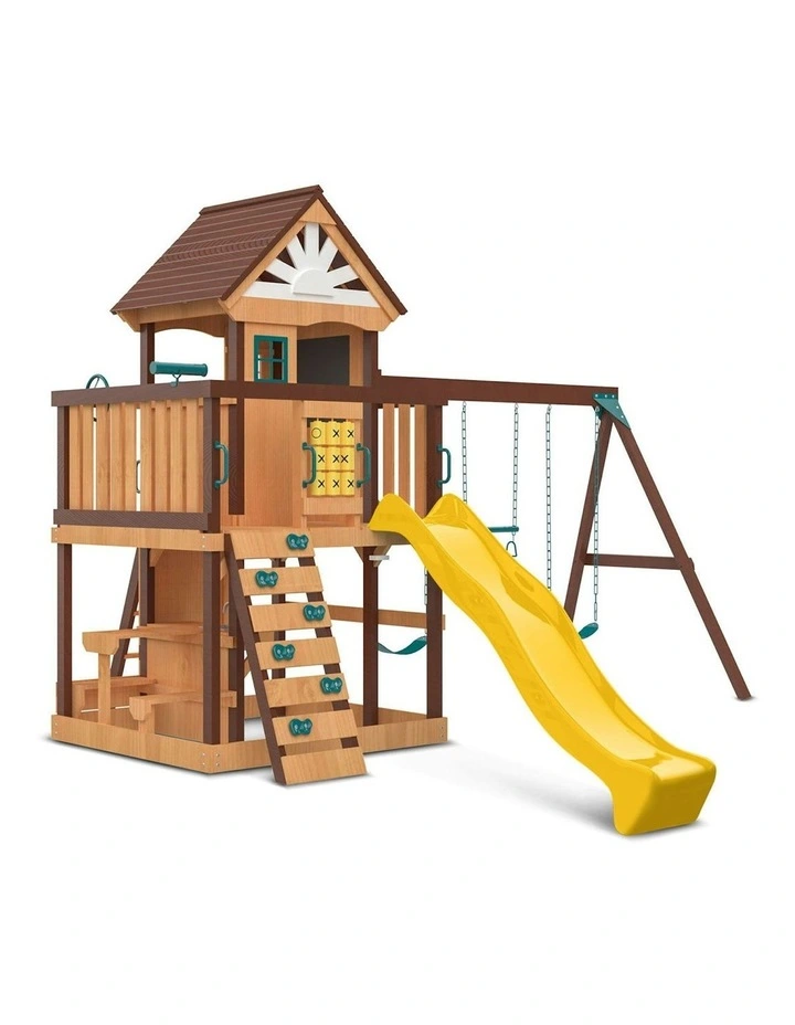 Coventry Swing Set & Play Centre Wwith 2.2m Slide in Yellow image 3