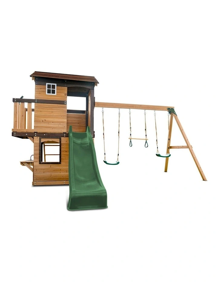 Darlington Swing Set & Play Centre With 2.2m Slide in Green image 1