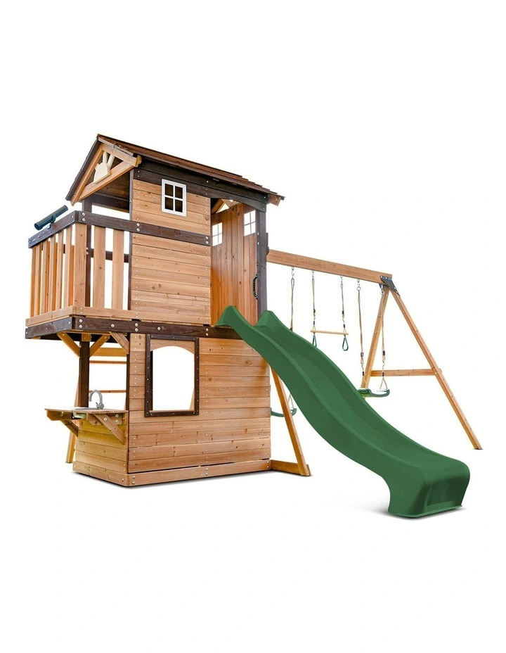Darlington Swing Set & Play Centre With 2.2m Slide in Green image 2
