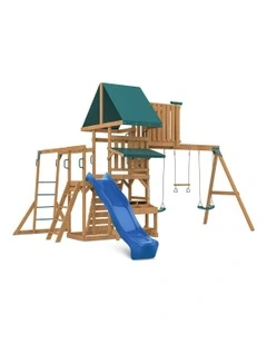 Lifespan Kids Walton Swing Set, Monkey Bars & Play Centre with 2.2m Slide in Blue