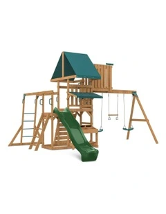 Lifespan Kids Walton Swing Set, Monkey Bars & Play Centre with 2.2m Slide in Green