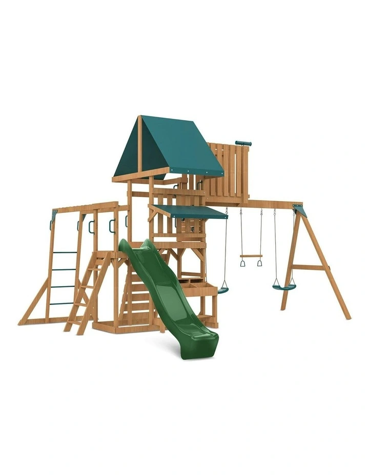 Lifespan Kids Walton Swing Set, Monkey Bars & Play Centre with 2.2m Slide in Green image 1