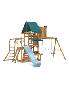 Lifespan Kids Walton Swing Set, Monkey Bars & Play Centre with 2.2m Slide in Pastel Blue
