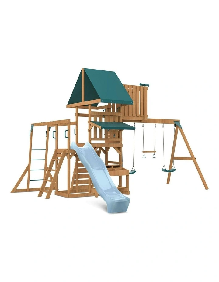 Lifespan Kids Walton Swing Set, Monkey Bars & Play Centre with 2.2m Slide in Pastel Blue image 1
