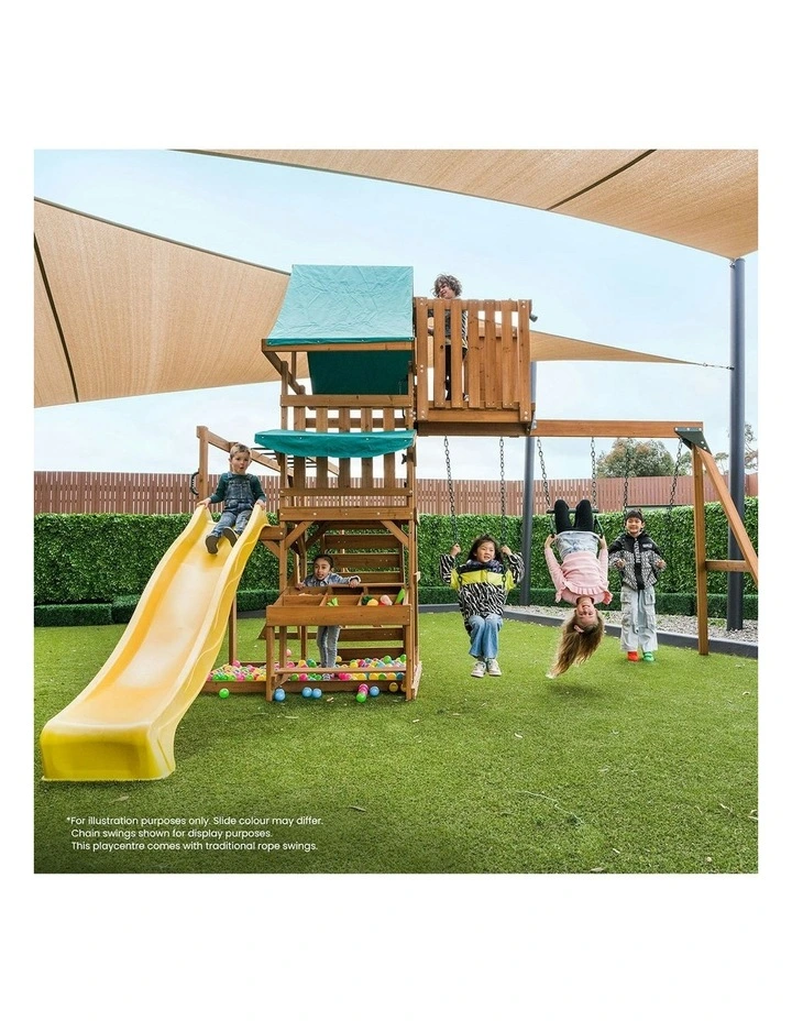 Lifespan Kids Walton Swing Set, Monkey Bars & Play Centre with 2.2m Slide in Pastel Green image 2