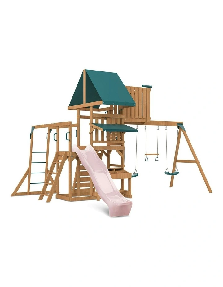 Lifespan Kids Walton Swing Set, Monkey Bars & Play Centre with 2.2m Slide in Pastel Pink image 1