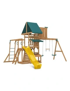 Lifespan Kids Walton Swing Set, Monkey Bars & Play Centre with 2.2m Slide in Yellow