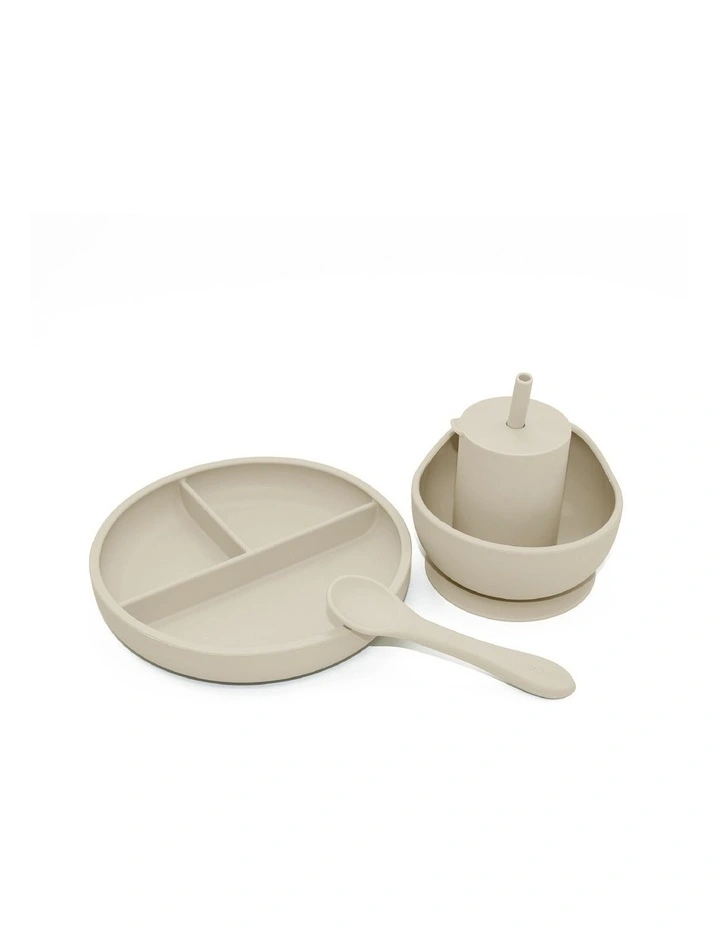 Silicone 4 piece Feeding Set in Sand image 2