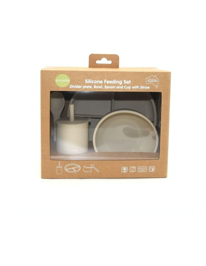 Silicone 4 piece Feeding Set in Sand image 3