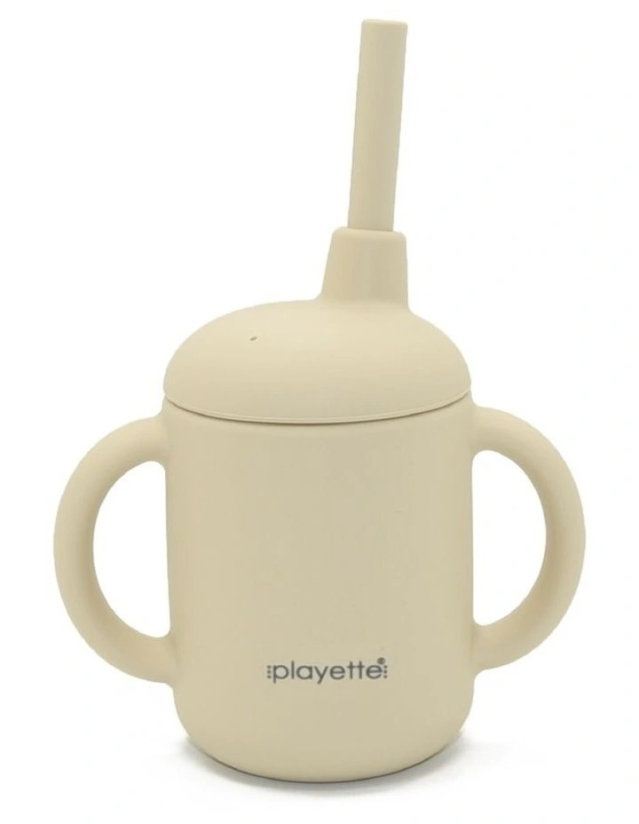 Silicone Sippy cup with handles in Cream image 1