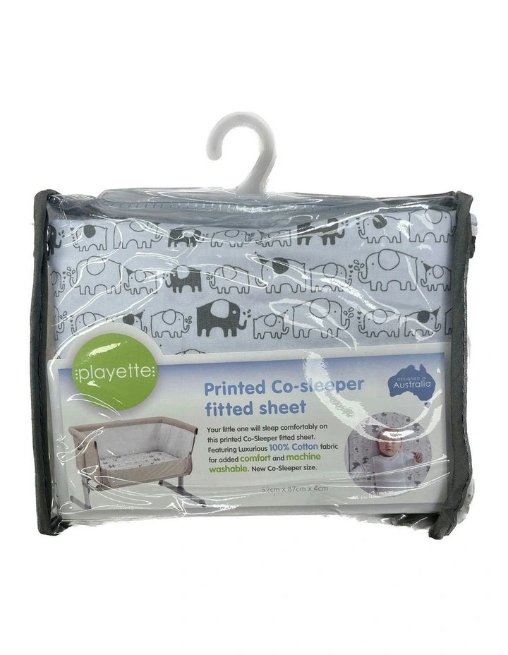 Printed Co-Sleeper Fitted Sheet in Blue image 3