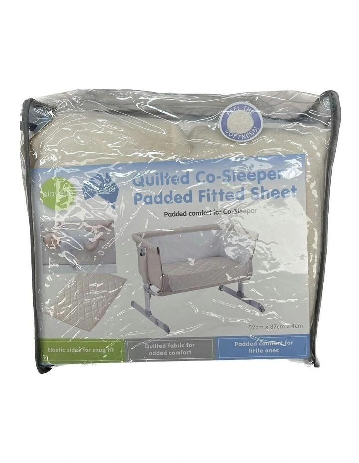 Quilted Co-Sleeper Padded Fitted Sheet in Cream image 3