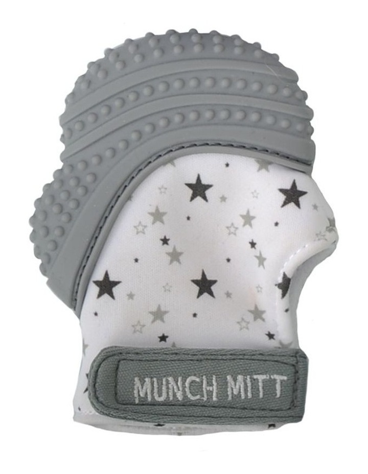 Munch Mitt Teething Mitten Grey Stars Grey