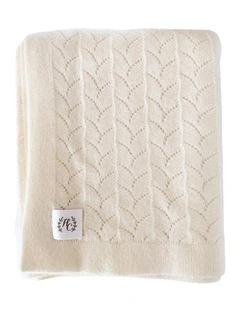 Cashmere Vintage Knit Baby Blanket in Leaf