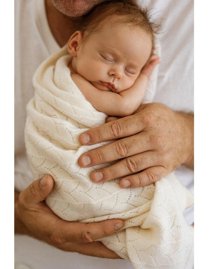 Cashmere Vintage Knit Baby Blanket in Leaf image 2