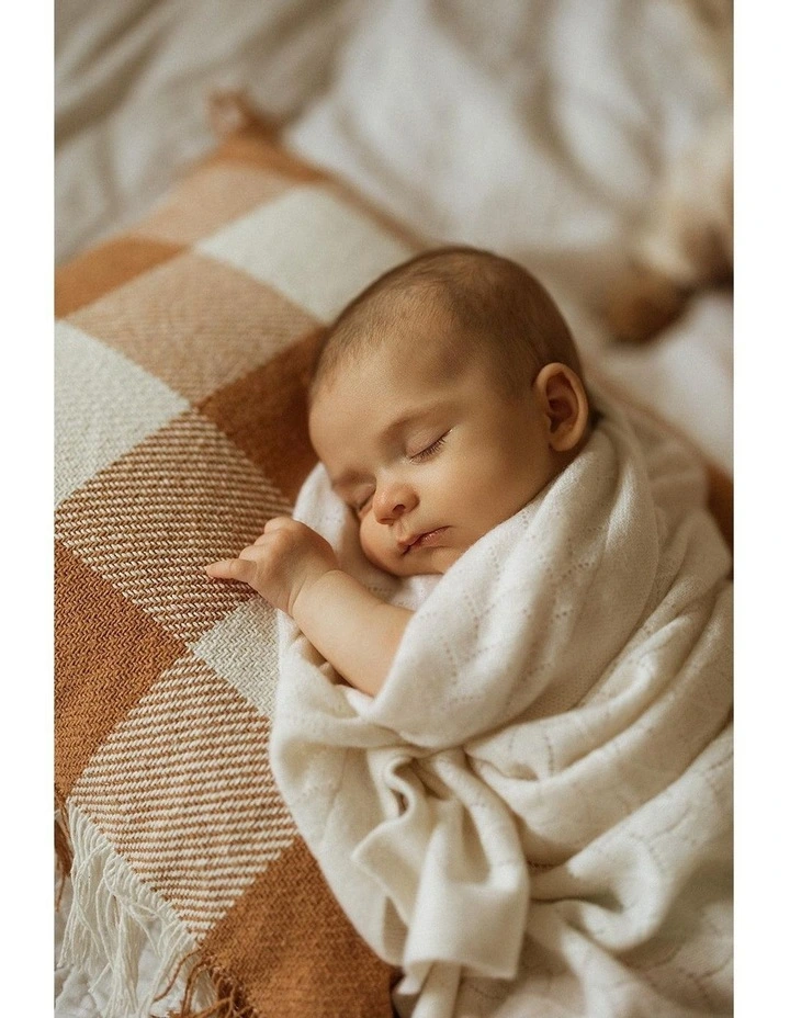 Cashmere Vintage Knit Baby Blanket in Leaf image 3